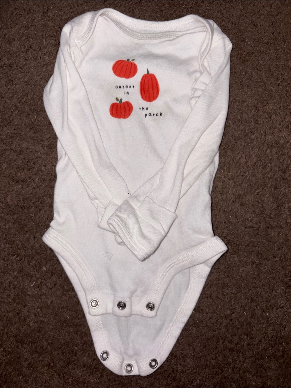 “Cutest Pumpkin 🎃 In The Patch” long sleeved onesie 3m